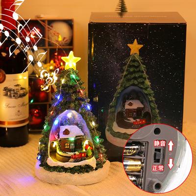 Mini Christmas Tree Music Box Cozy Cottage Luminous Night Light Restaurant Bar Decoration