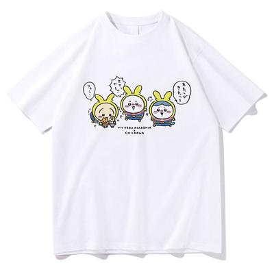 חולצת טי Kawaii Chiikawa יוניסקס חולצת טי גרפית Harajuku יוניסקס אנימה יפנית מצוירת קז'ואל חולצות טי מכותנה חולצות בגדים מקוריאה