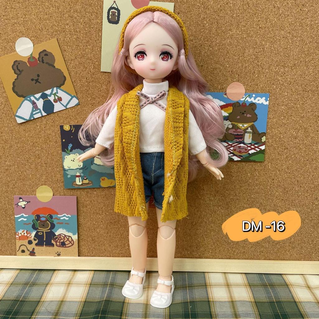 30CM Mini Movable 23Jointed Doll Girls Toy 3D Big Eyes BJD Princess Full Outfits Dresses Collection Childrens Doll Gift