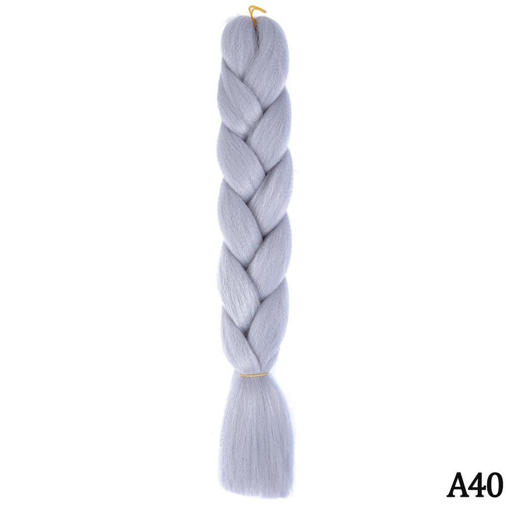 Jumbo flette 24 tommer syntetisk flette hår Ombre Jumbo hårforlengelse for kvinner DIY hårfletter Rosa Lilla Gul Grå