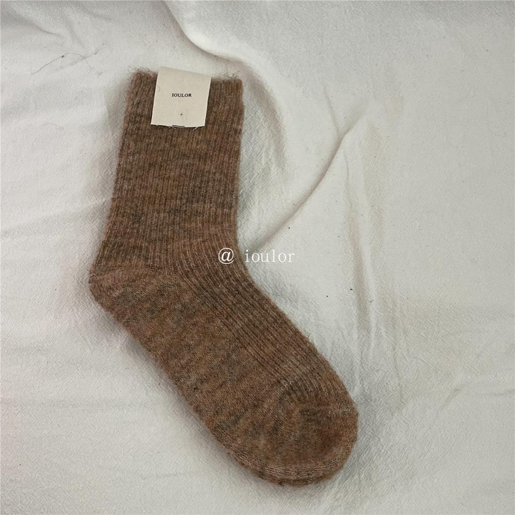 Autumn Winter Thermal Women Socks 9% Wool Cashmere Thicken Warm Long Socks Japanese Style Knitting Harajuku Homewear Crew Socks