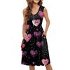 Women's Casual Fashion Sexy V-Neck Button Decoration Sleeveless Valentine's Day Tunic Dress