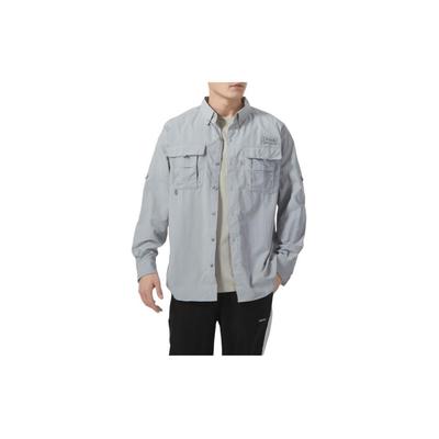 Ss24 Solid Color Logo Label Pointed Collar Outdoor Sports Casual Long Sleeve Shirt Unisex Shirts Gray FJ7048-019
