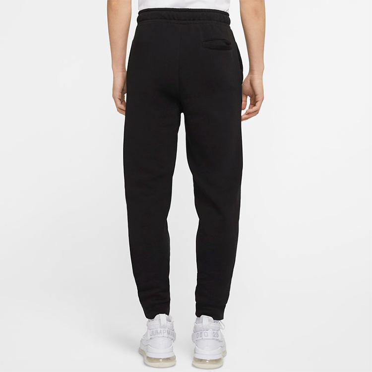Jordan Air Jumpman Logo Print Fleece-Lined Drawstring Warm Cuffed Basketball Sweatpants Men Bottoms Black CU1559-010