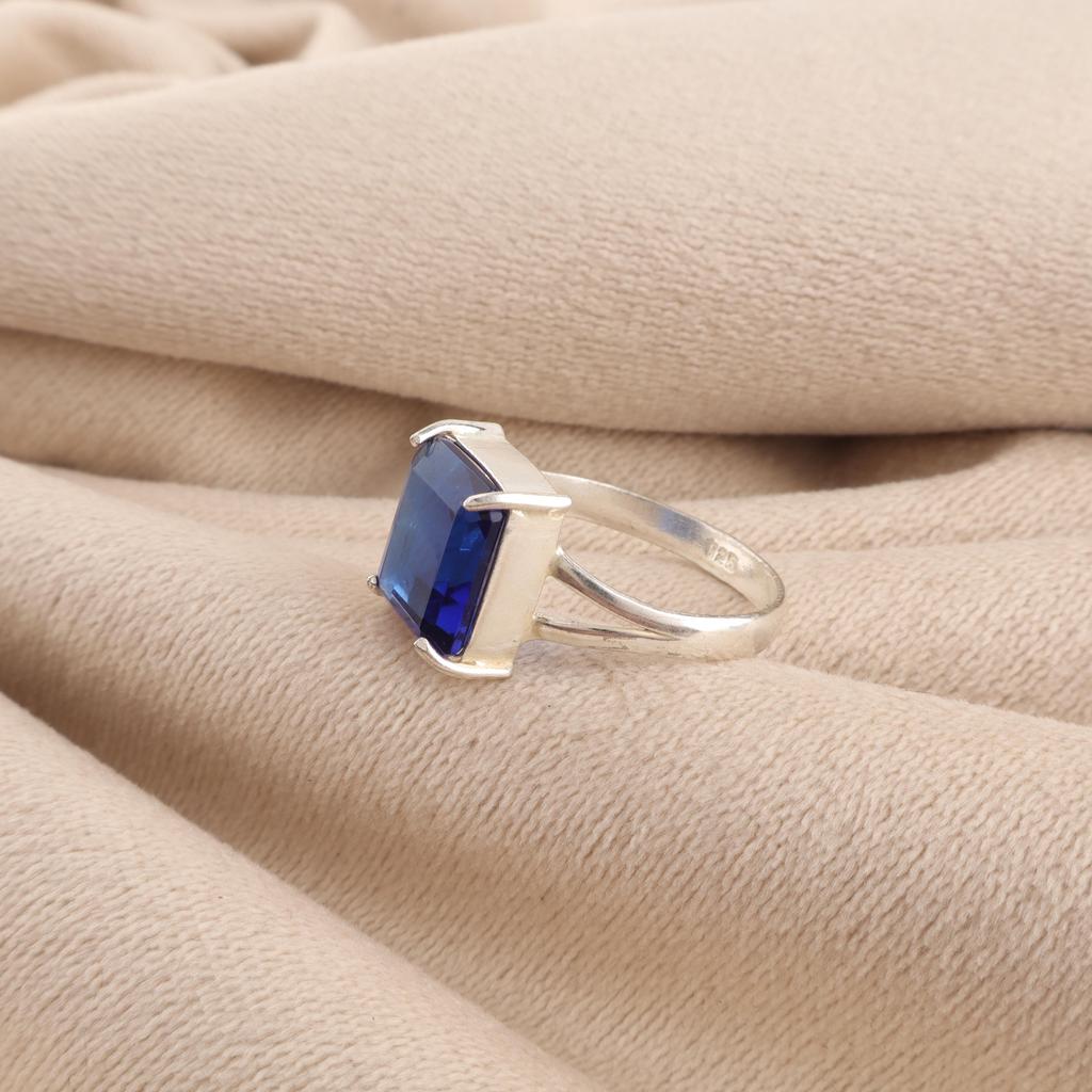 Blue Sapphire Gemstone 925 Sterling Silver Handmade Jewelry pretty Ring For Valentine's Gift RR-86-8