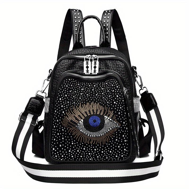 

Кошелек-рюкзак со стразами Devil Eyes, модная двусторонняя сумка через плечо, женский рюкзак в стиле панк