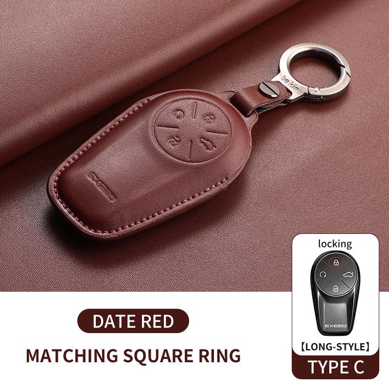 Leather Car Key Case Cover Fob For Chery Exeed Lx Txl Atlantix Et Es Vx Fl Rx Cdm Phev Car Remote Keychain Case Shell Accessorie