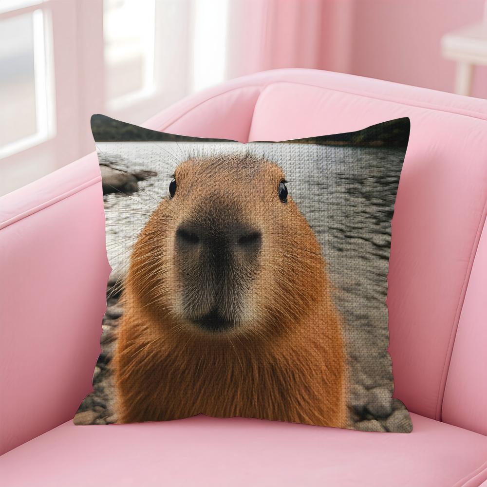 

Capybara Fashion Cushion Cover Natural Linen Pillow Case DoubleSided Print Decorative Sofa Pillowcase Home Decor Gift 30x30cm