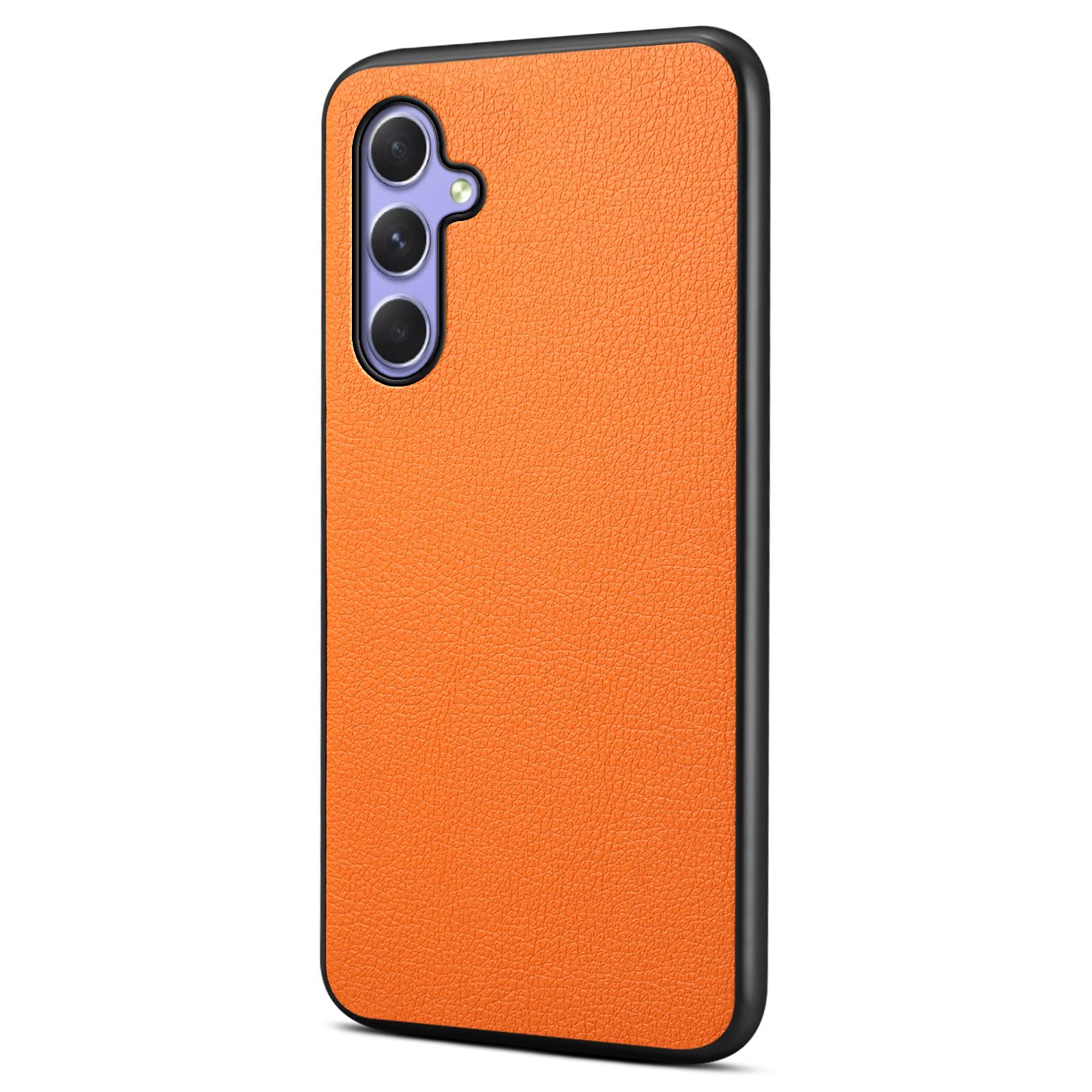

Чехол с текстурой телячьей кожи для Samsung Galaxy A54 5G Накладка PU+TPU+PC Противоударный чехол для телефона Orange
