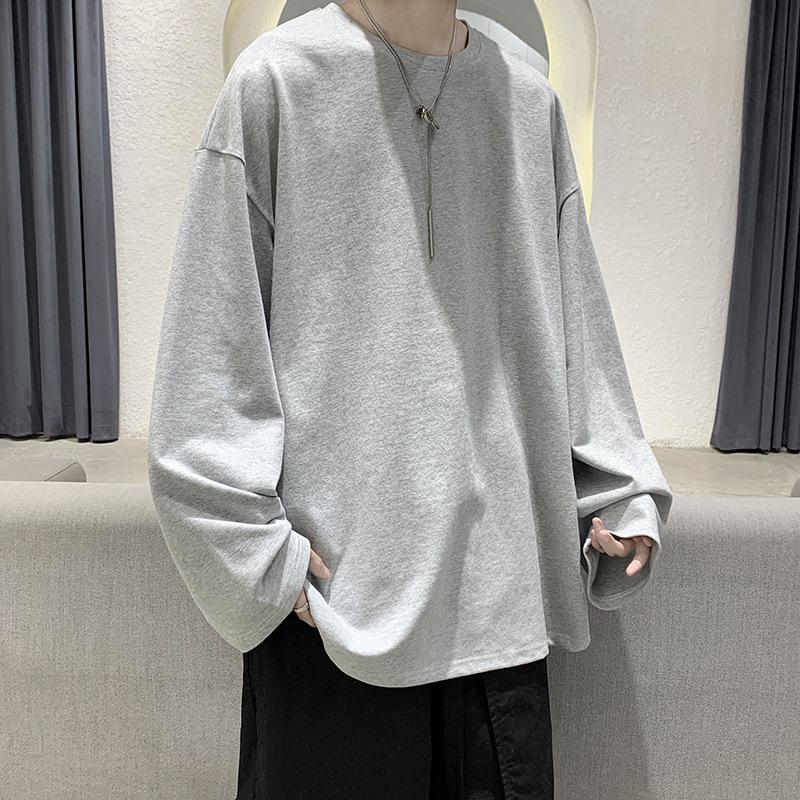 Autumn Men's Fashion Solid Color Round Neck Long Sleeve Casual Sweater