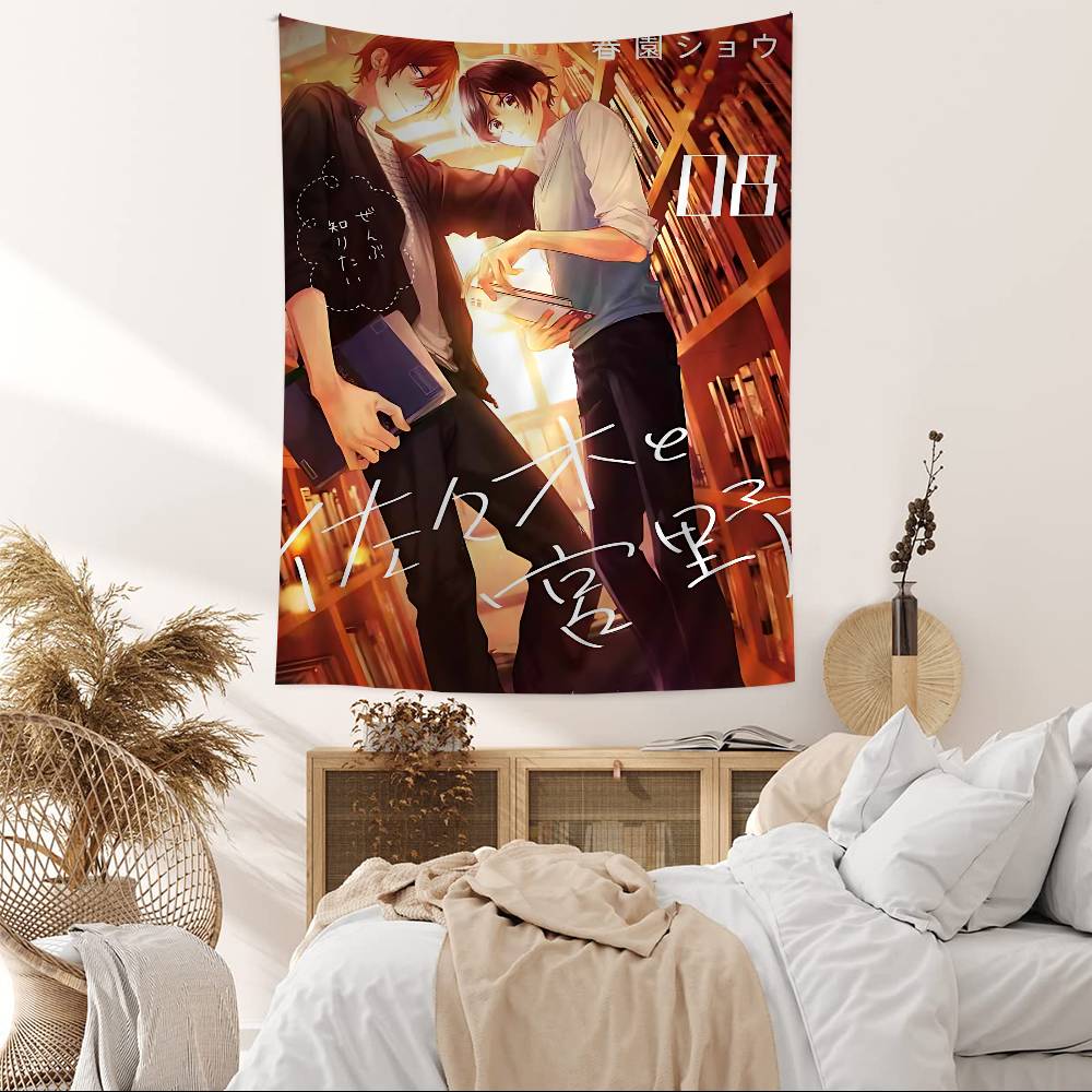 Sasaki And Miyano Anime Anime Tapestry Hippie Flower Wall Carpets Dorm Decor Cheap Hippie Wall Hanging