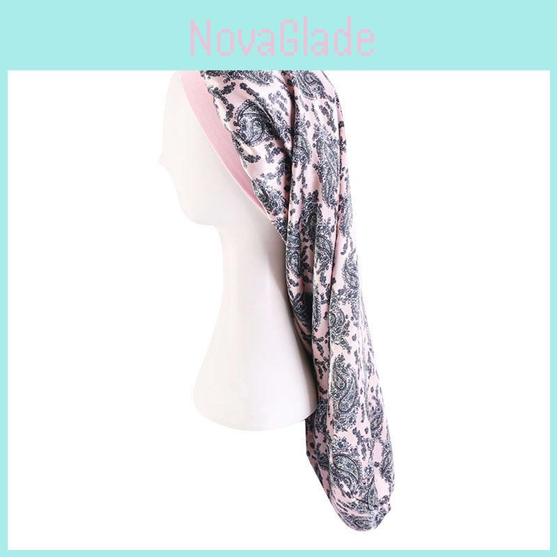Luxurious Silk Satin Night Sleep Cap Bonnet Hat For Women With Long Curly Hair