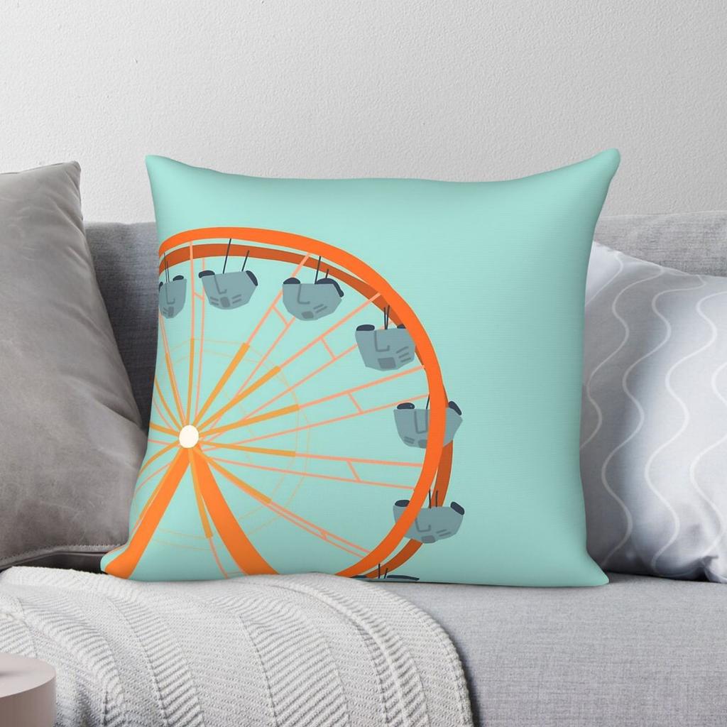 Ferris Wheel Fun Pillowcase Polyester Linen Velvet Printed Zip Decorative Pillow Case Home Cushion Cover
