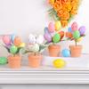 Easter Simulation Egg Potted Flower Tree Cartoon Printed Eggs Easter Desktop Decorative Ornaments Home Decor