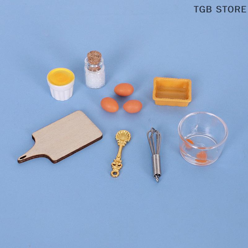 10Pcs Simulation Egg Beater Set Kitchen Decoration 1/12 Dollhouse Miniature Toys Kit Dolls House Accessories