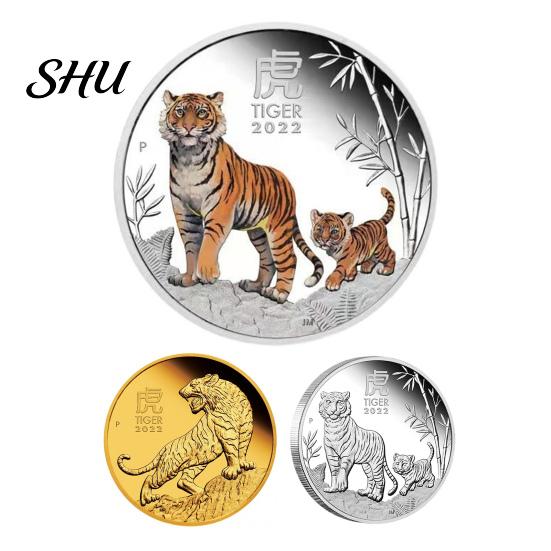 Collectible Coin 2022 Commemorative Decorative Tiger Pattern Steel Party Excellent Gift Beautiful for Souvenir