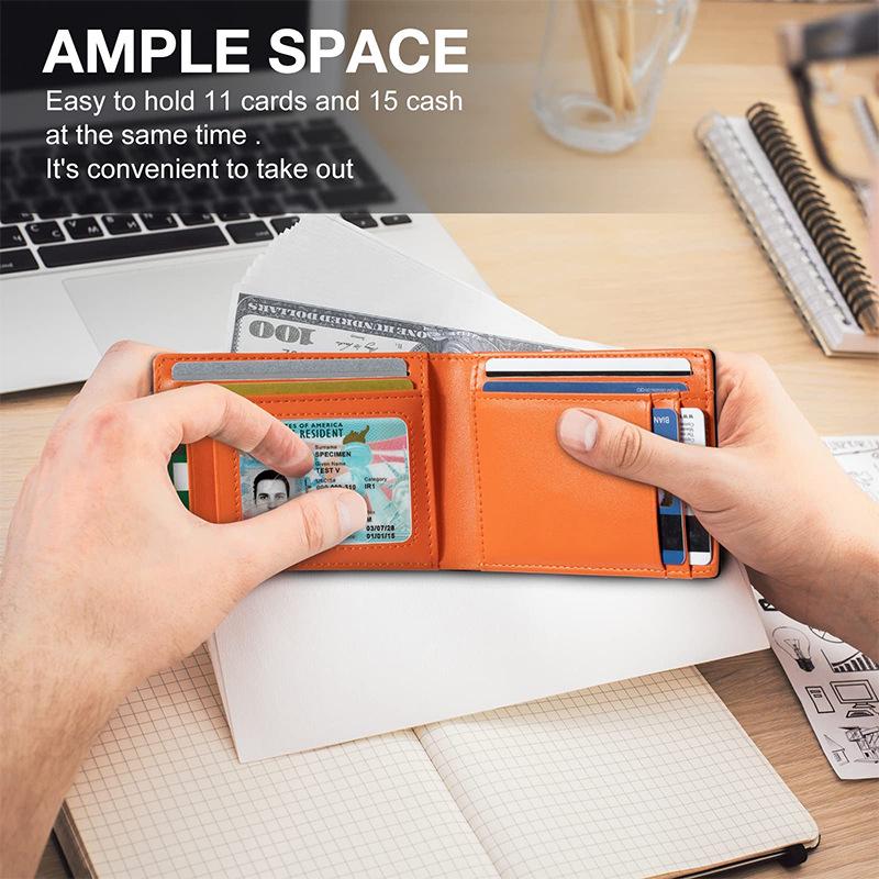 Men's RFID Anti-theft Carbon Fiber Leather Bifold Wallet