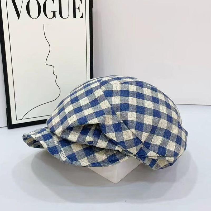 New linen plaid series high-quality trendy summer classic versatile casual shopping visor