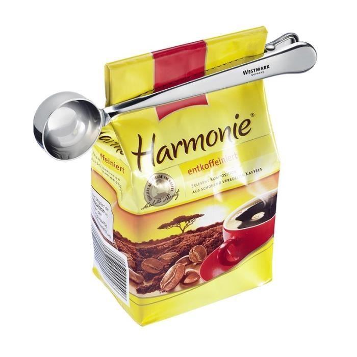Cuillère doseuse à café - westmark - 17,5 cm - acier inoxydable - pince de fermeture - ustensile malin