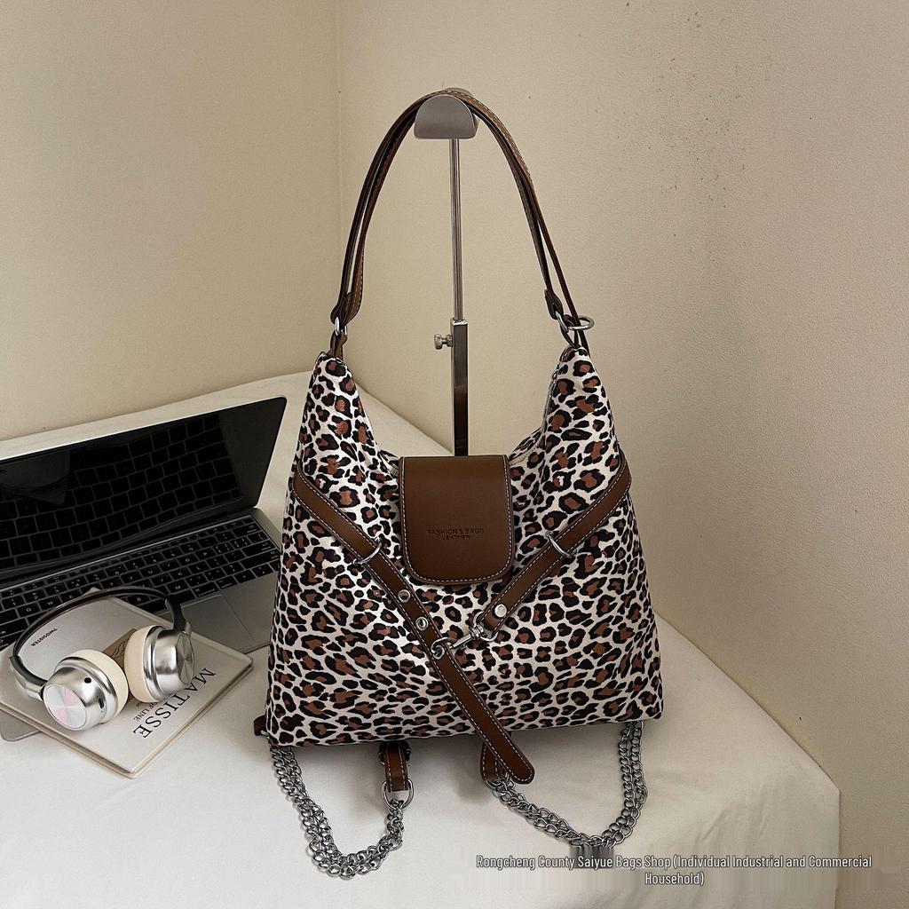 Leopardenmuster Umhänge- & Schultertasche - Damen Stilvoller Multifunktions-Rucksack & Koreanische Handtasche