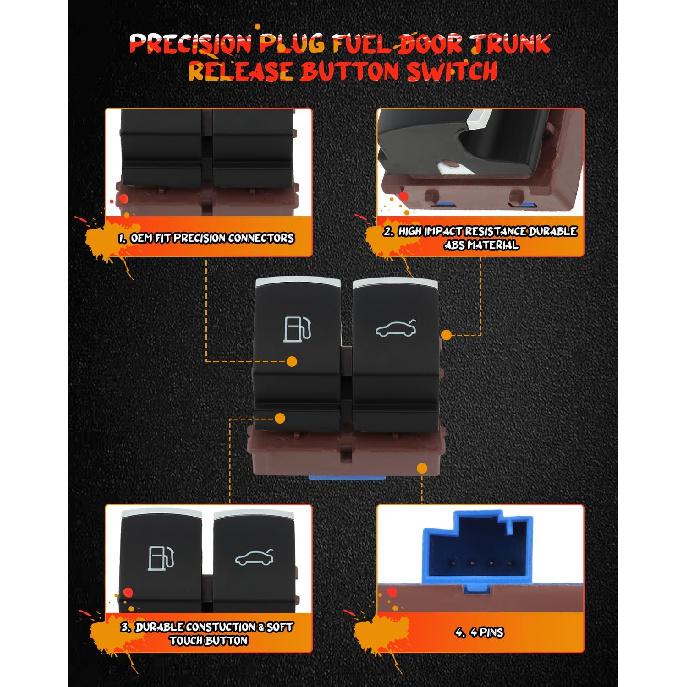 cciyu Release Button Switch, Fuel Tank Door Trunk Release Button Switch 35D959903, 3C0959903B fits for Volkswagen for Jetta MK5 MK6 for Golf MK5 MK6