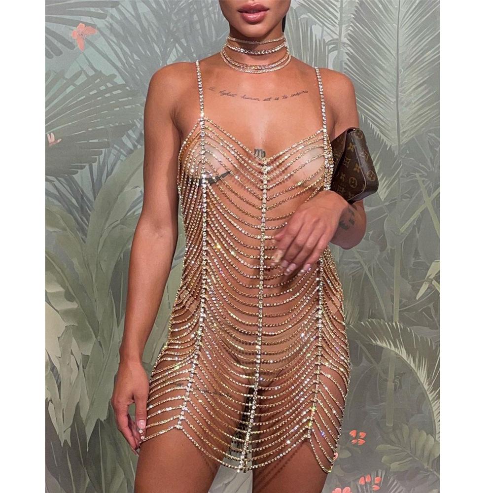 European And American Personalized Fashion Rhinestone Body Chain, European And American Luxury Stage Party Sexy Dress Body Chain