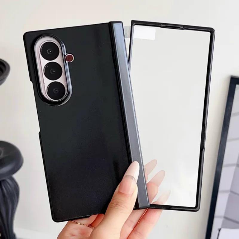 

Higth Quality Candy Color Screen Film Phone Case for Samsung Galaxy Z Fold 7 6 5 4 3 Spring Hinge Shockproof Protective Cover Galaxy Z Fold5 чорний