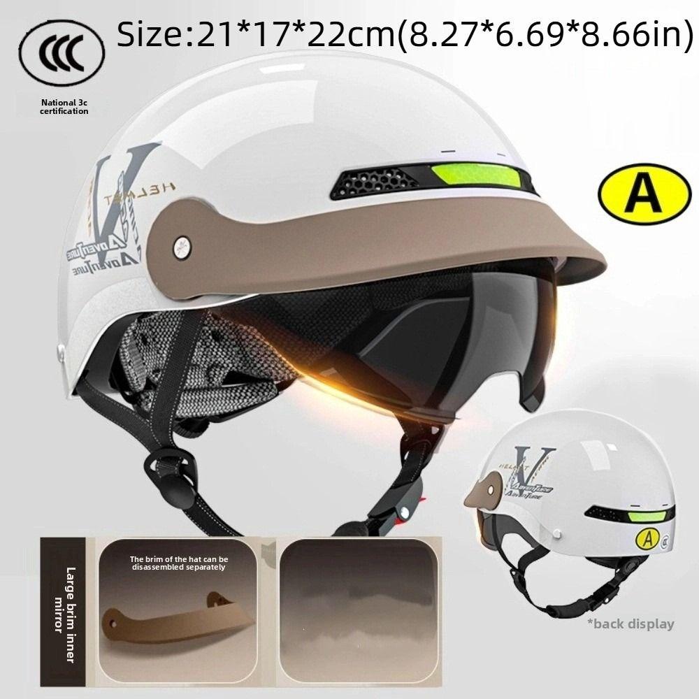 Half-face Helmet Motorcycle Helmet 3C Certification Breathable Motorcycle Equipment Anti-collision HD Tea-colored Lens