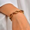 Chunky Chain Bracelet for Women, Adjustable Stainless Steel Thick Link Gold Plated Bracelets, Statement Jewelry Non Tarnish