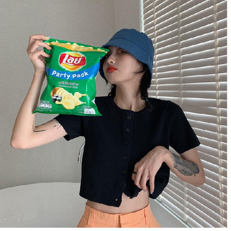 

Летняя футболка-майка с круглым вырезом, однотонная, повседневная, модная, женская, с коротким рукавом, универсальная, вязаный кардиган, футболка onesize чёрный