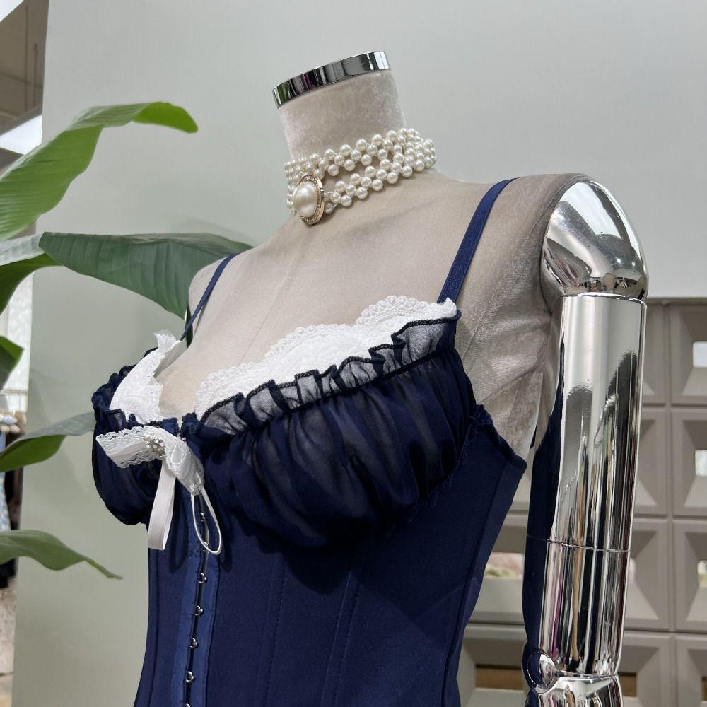 Buckle Lace Flower Camisole Bowknot Suspender Vest Elegant Lace Corset  Ladies