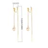 Long Pearl Tassel Ear Thread with Painless Ear Clip for Women - Slimming Round Face Design