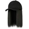 Baseball Hat Long Straight Wig Natural Heat Resistant High Temperature Fiber Shoulder Length Brown Black Synthetic Hair