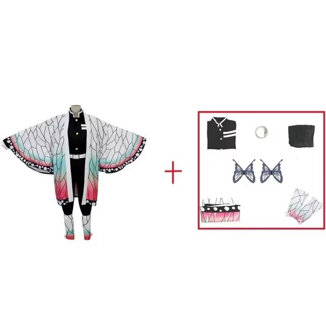 Kochou Shinobu Cosplay Costume Anime Demon Slayer Full Set Uniform With Wig Butterfly Hairpin For Adult Children Halloween Party