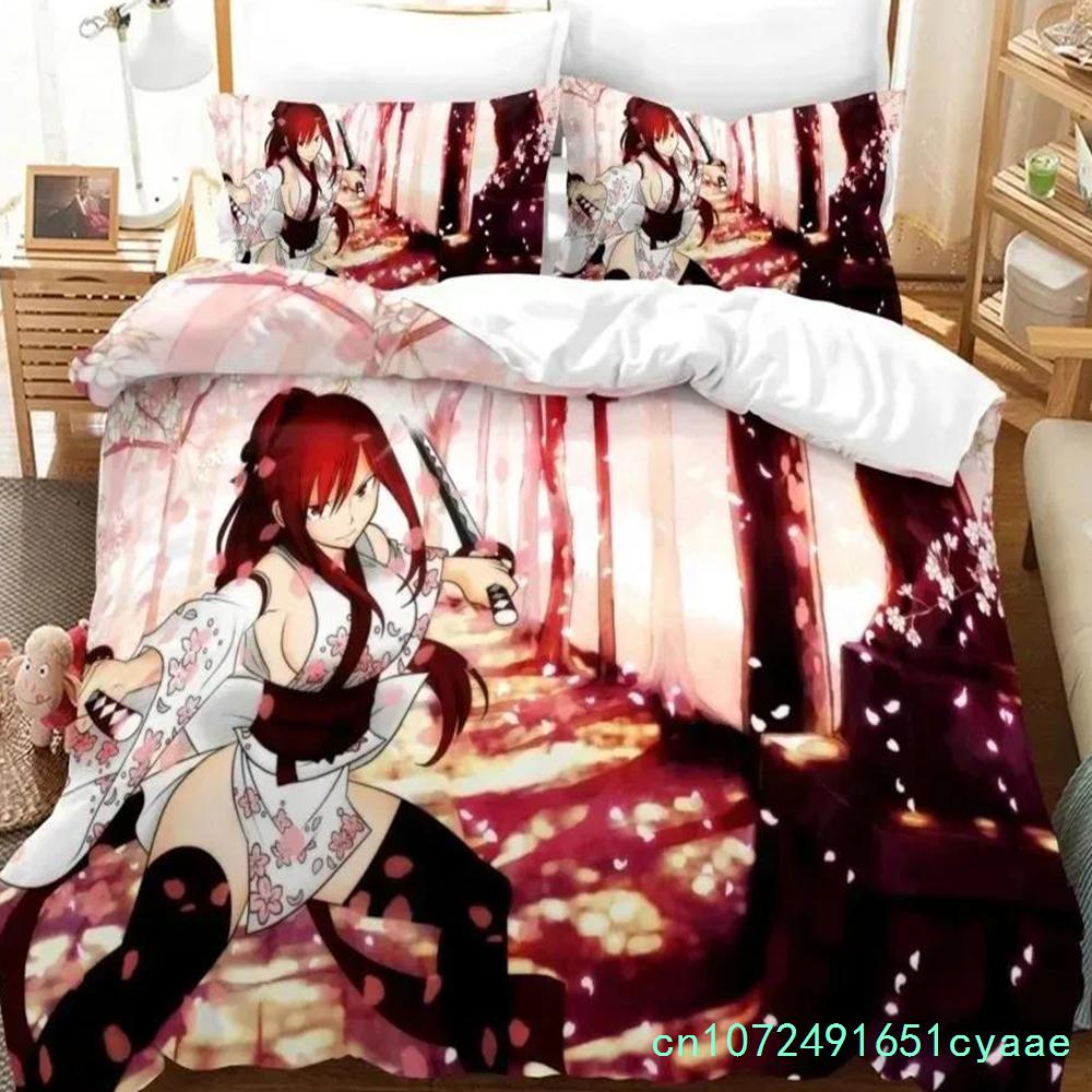 3D Print Fairy Tail Anime Bedding Set Duvet Cover Bed Set Quilt Cover Pillowcase Comforter King Queen Size Boys Adult Bedding