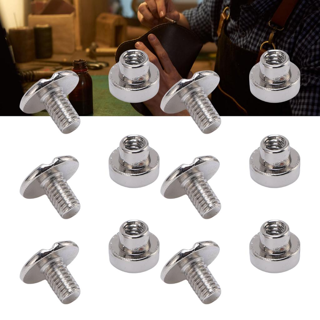 50 Set Leather Rivet Slot Alloy 6mm Screw Back Leather Rivet for Belts Handbags Shoes Clothing