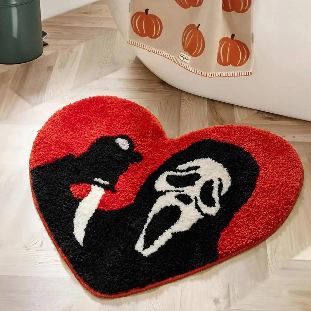 Bathroom Rug Black Red Bath Non-Slip Mat, Christmas Home Decor, 16inchx24inch Funny Bathroom Rug Washable Absorbent Gothic Decor Weird Gift