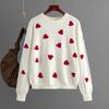 2023 Autumn/Winter Heart Pattern Plus Size Women's Knit Pullover Sweater