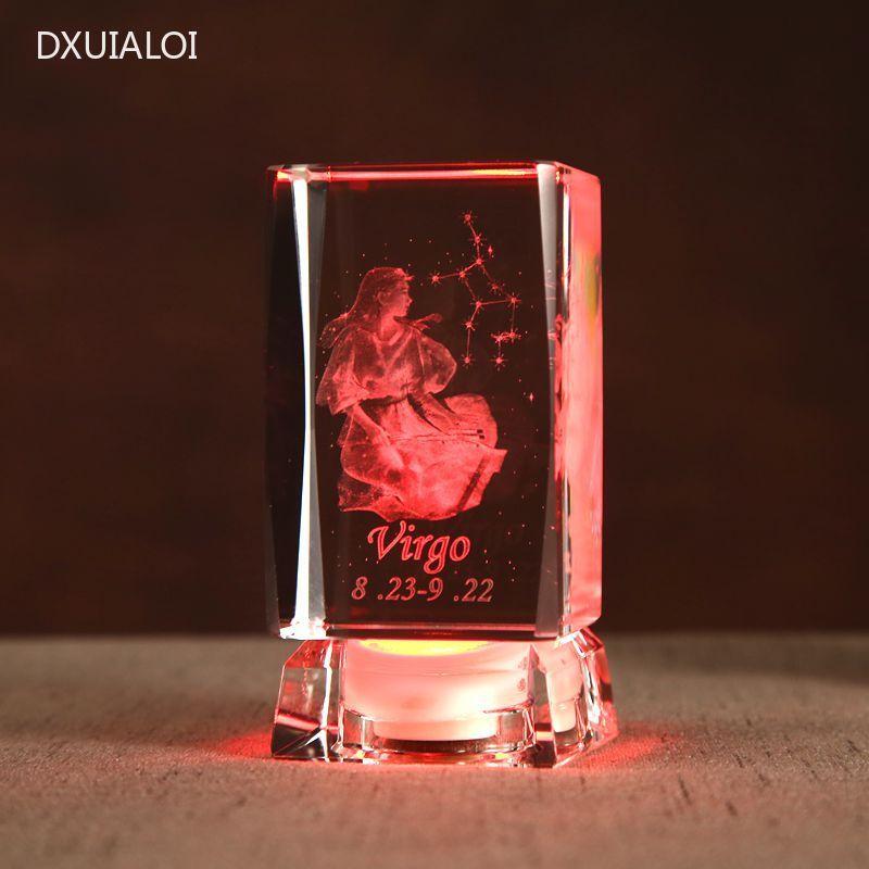 Home Decoration 3D Interior Carving 12 Constellation Crystal Glass Ornaments Birthday Gift Gift Music Box Gift for Girlfriend