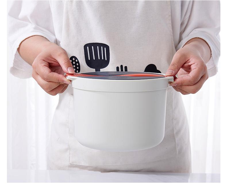 Large Capacity Double-Layer Microwave Lunch Box with Rice Spoon and Steamer