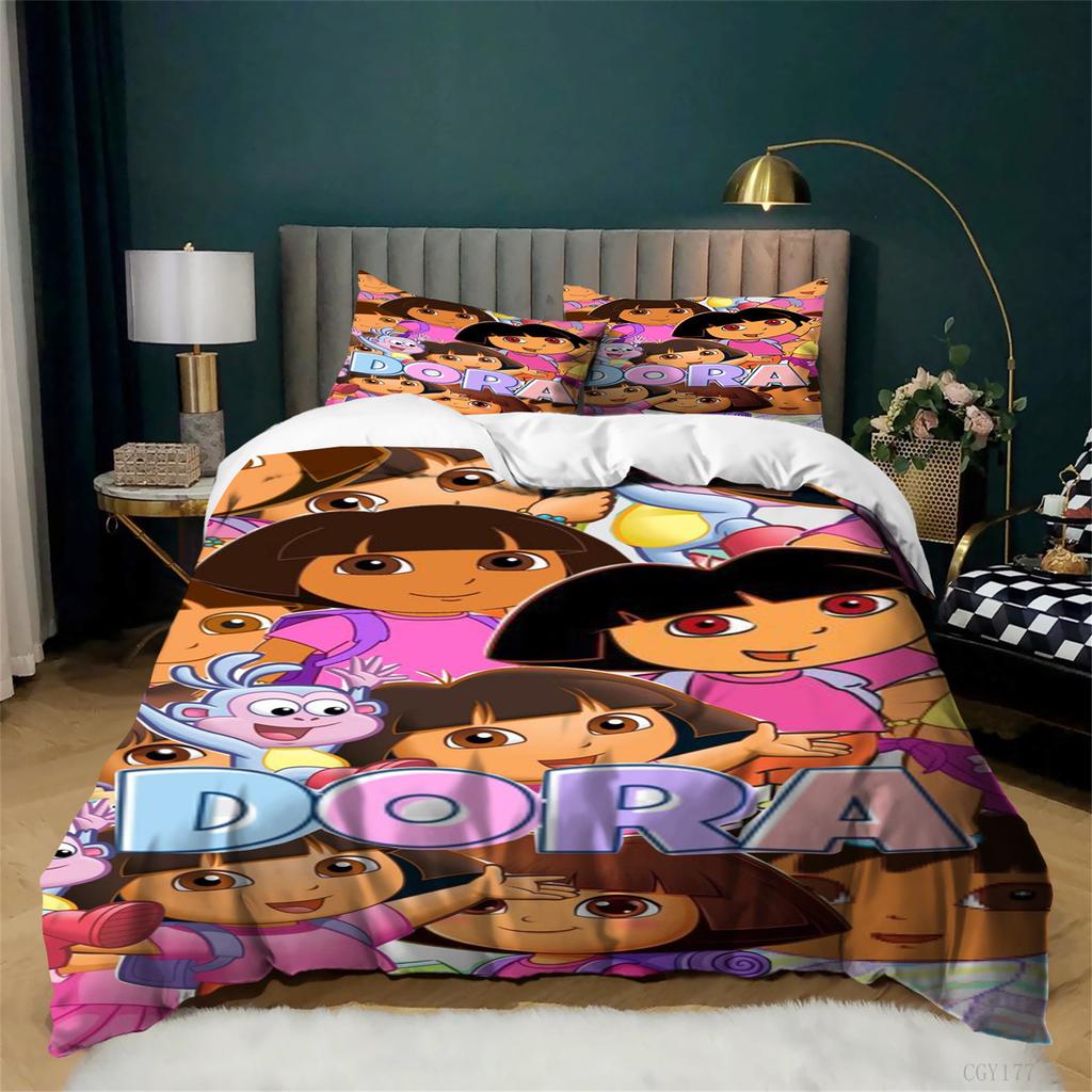 Ultra Soft Quilt Cover Do_ra the Explorer Bedding Set Lightweight Duvet Cover Set All-Season 3-Pcs for Fans Kids Girls