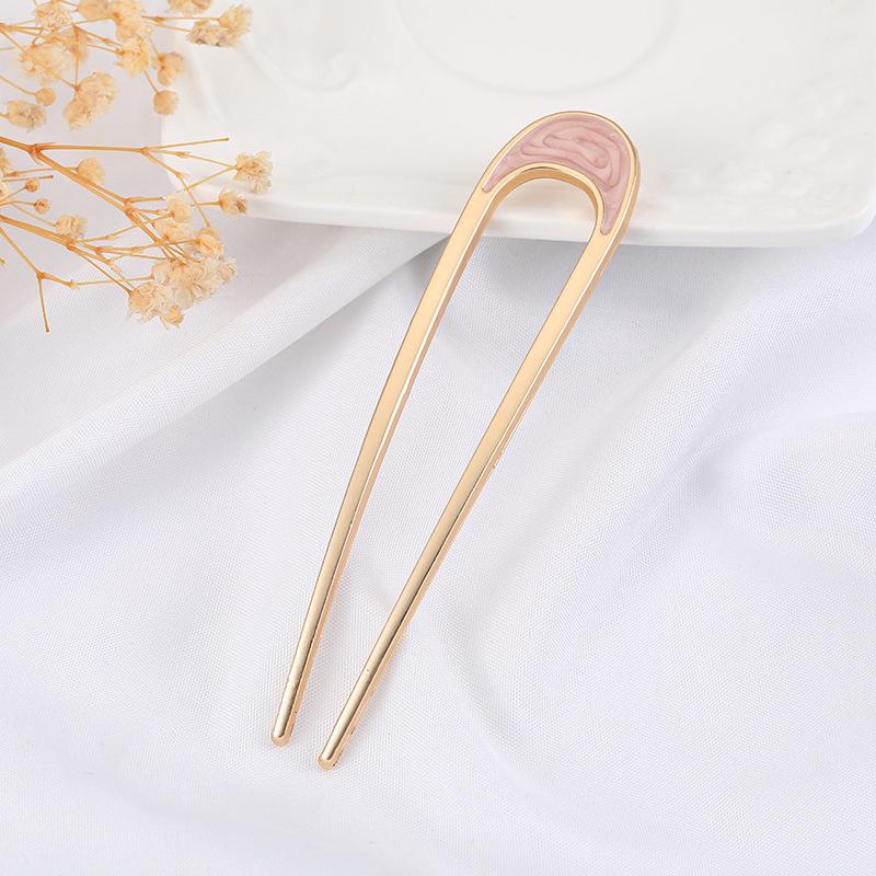 Fashion Hair Accessories Metal U Shape Hair Stick For Women Silver Gold Color Elegant Shell Enamel Hairpin Female Headwear Gifts