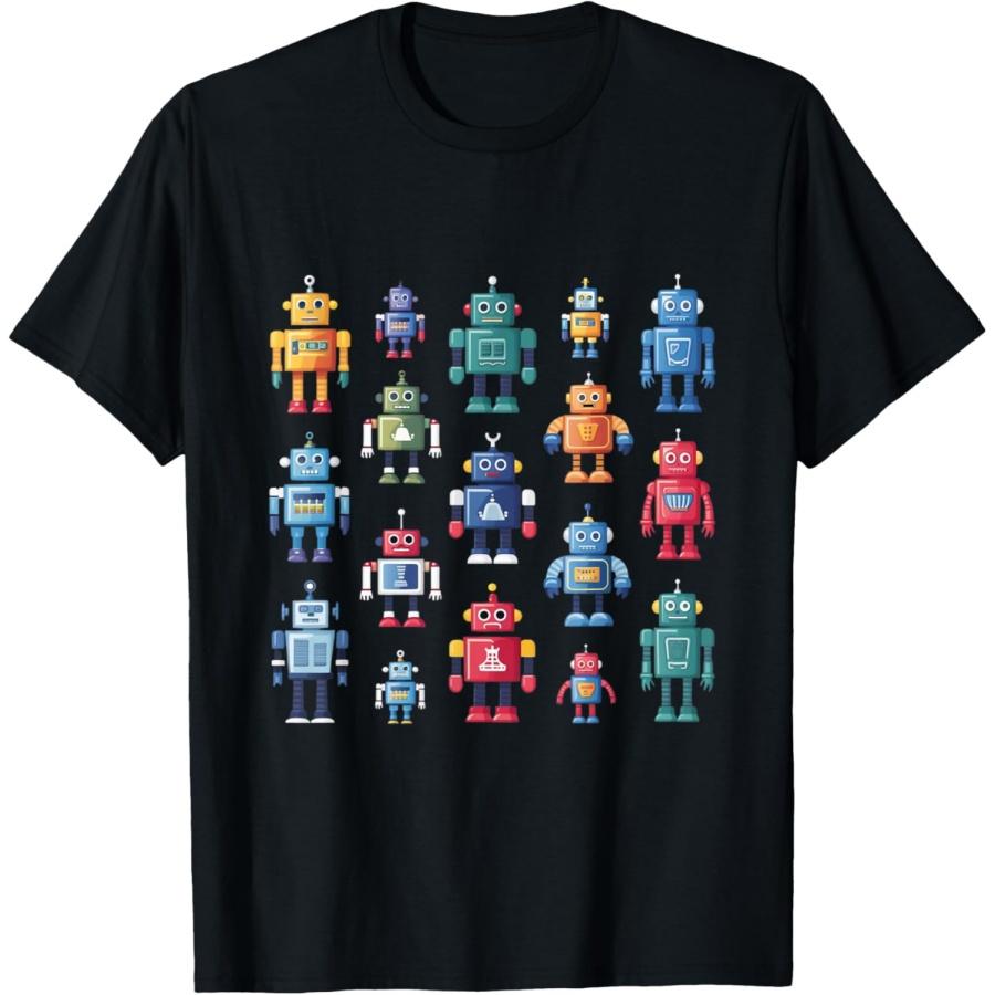 

Cute Retro Colorful Robot Collection T-shirt T-Shirt XXXXXL чорний