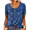 Spring and Summer European and American Casual Women's Short Sleeved Printed Ethnic Fashion T-shirt Loose Top