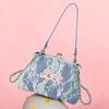 New Lee Fabric One Shoulder Handbag, Crossbody Bag Regular Women's Blue White Lace LE250032M-915