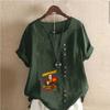 Women's Fashion Handsome Pattern Prined Short Sleeve T-shirt Loose Cotton Shirt Casual Loose Summer Blouse Tops
