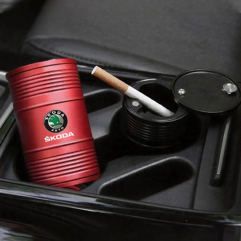 NTHX6 Car Ashtray with Lid Smell Proof Portable Ashtray Cup Holder For Skoda octavia 3 2 superb 3 kodiaq Fabia Kamiq Karoq Accessories