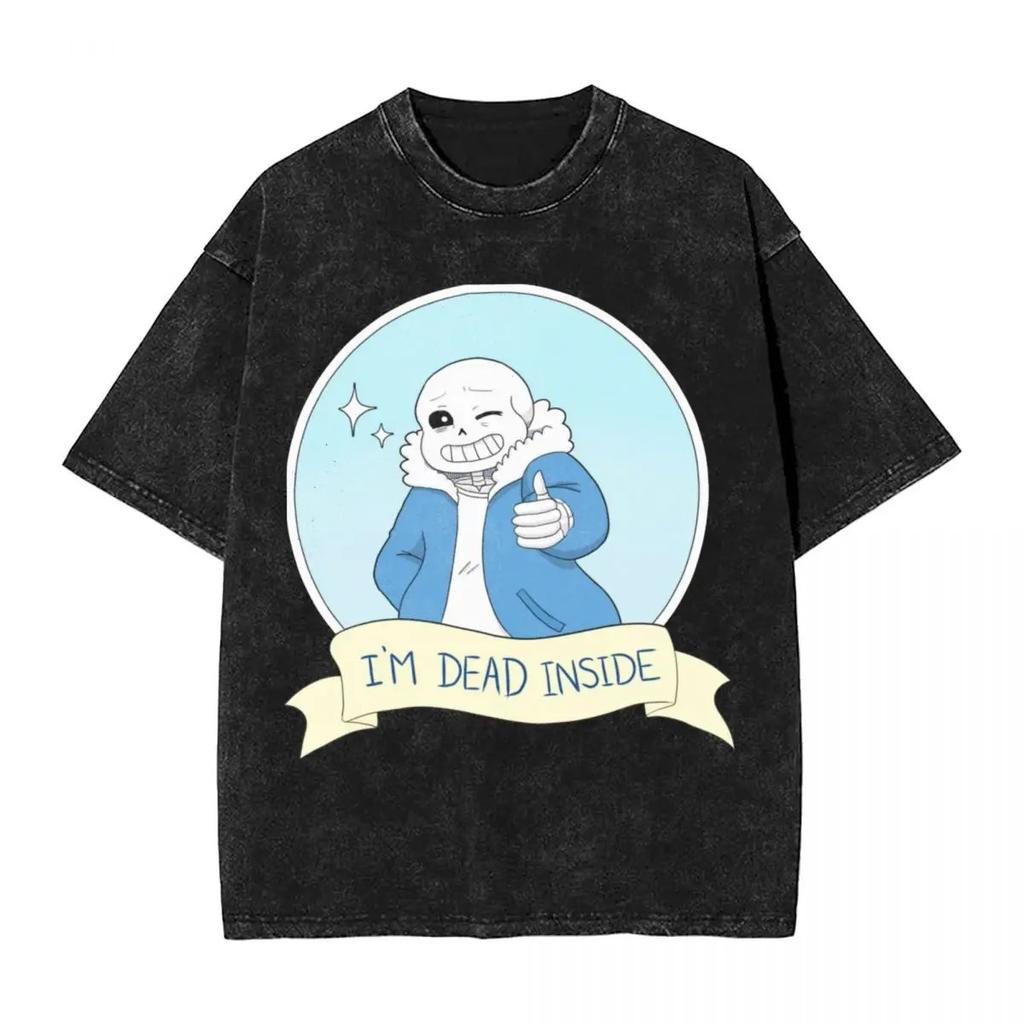 Hot Sale PS Game Undertale Sans Papyrus Graphic Print Vintage Washed TShirt Men Women Cotton Fashion Summer Tee Oversized Top