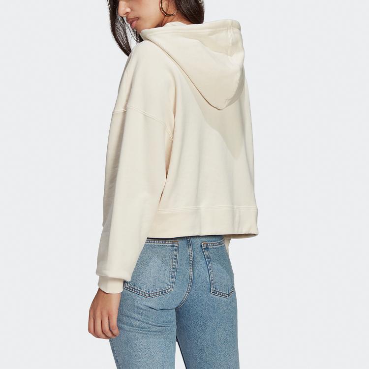 Adidas Originals Trefoil Hoodie Short Sports Pullover Sweatshirt Women Hoodies Off-White GP3495