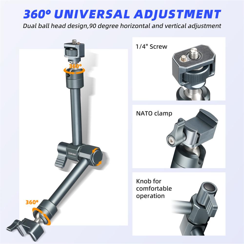 LEAPLIGHT Super Clamp with 360° Mini Ball Head Quick Release Clamp Bracket Tripod Mount 1/4 Screw Clip for DSLR Camera Gopro